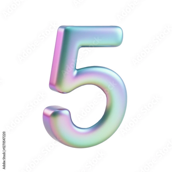 Fototapeta 3d Pastel number 5 isolated on transparent background. Generative AI