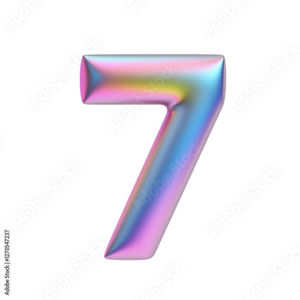 Fototapeta 3d Pastel number 7 isolated on transparent background. Generative AI