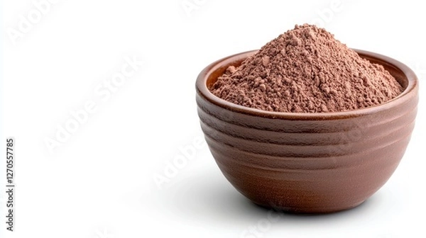 Fototapeta A small, elegant bowl filled with fine cocoa powder perfect for baking or culinary uses