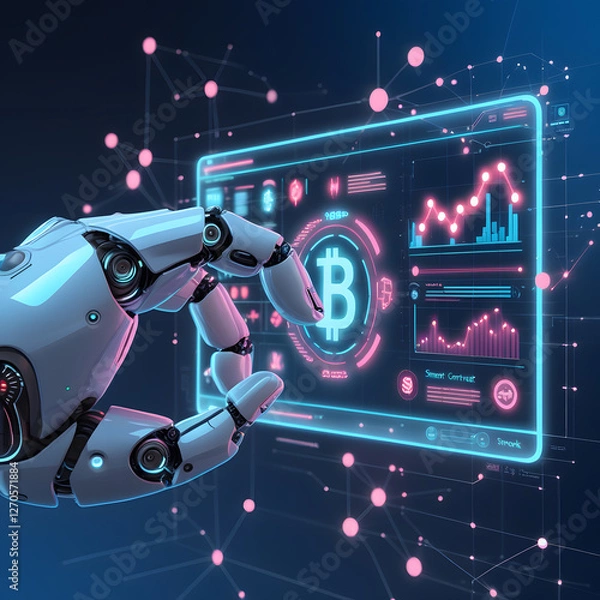 Fototapeta Step into the future of finance with this futuristic AI-driven concept, where automation meets intelligence in the digital economy.