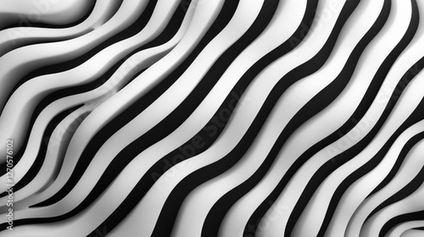 Fototapeta Dynamic Lines: Abstract wave pattern of curving lines in monochrome, creating a visually engaging and artistic composition.