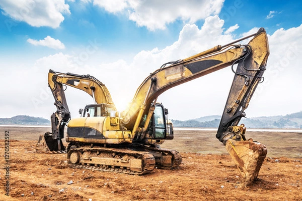 Obraz excavator on a construction site