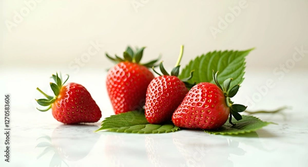 Fototapeta pure red strawberries on white background ai 