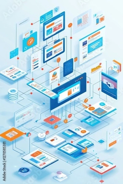 Fototapeta Interactive system visualizes improvements in digital workflows and user engagement strategies.