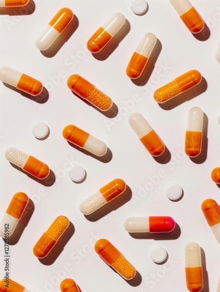 Obraz Pills laying on white background 