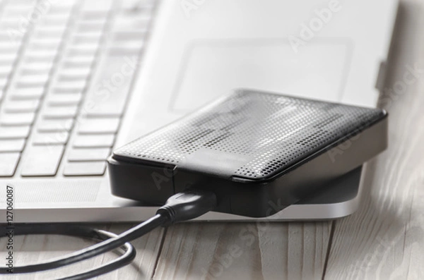 Obraz External hard disk and laptop computer