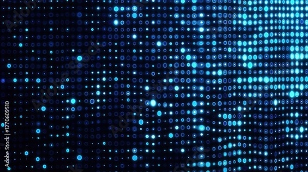 Fototapeta Abstract blue glowing dots pattern background.