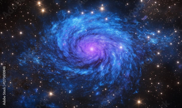 Fototapeta Stellar fractal design in electric blue and violet hues for futuristic visuals