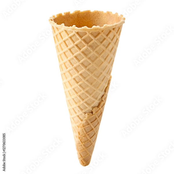 Fototapeta Empty Ice Cream Cone with Crisp Golden Texture and Defined Spiral Lines on PNG – Ultra-Realistic 8K Photography