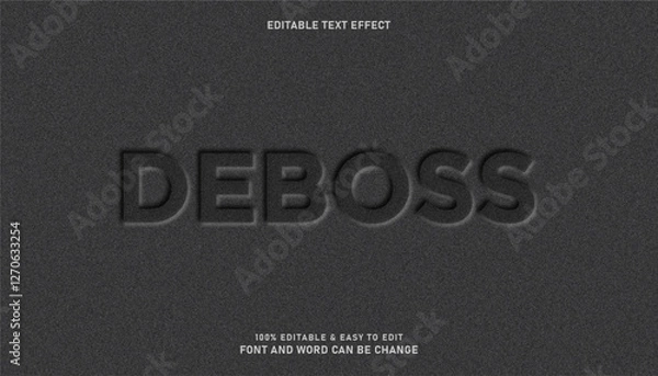 Fototapeta Deboss black paper text effect, editable