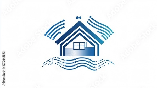 Fototapeta Smart Home Technology Symbol on Isolated White Background