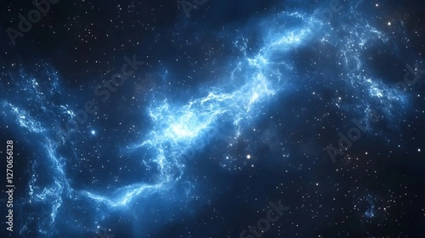 Fototapeta blue galaxy background with a core emitting light