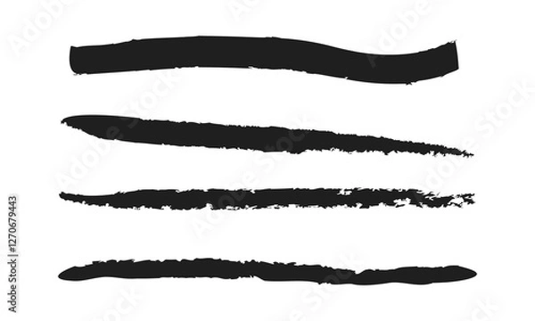 Fototapeta Brush line set. Vector calligraphy paint strokes. Vintage Chinese brushstrokes collection. Straight long hand drawn stripes background. Abstract black ink grungy lines, borders with white background.