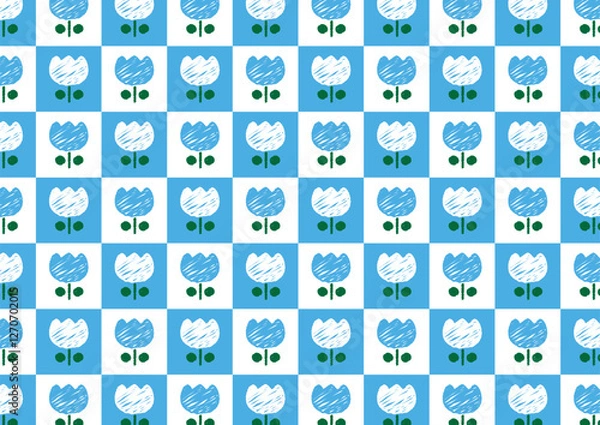 Fototapeta らくがきレトロチューリップ　背景イラスト