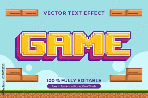 Obraz Editable pixel art game text effect. Retro 8-bit style vector graphic