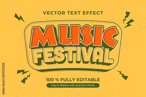 Obraz Editable Music Festival Text Effect Vector Graphic Design Template