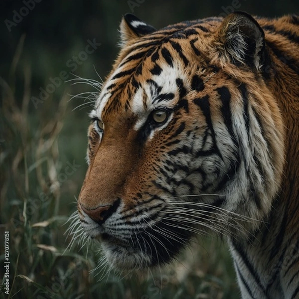 Fototapeta Create a dialogue between a tiger and a wise old owl in a magical forest.