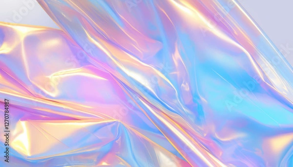 Fototapeta Iridescent Holographic Foil Texture with Colorful Light Reflections