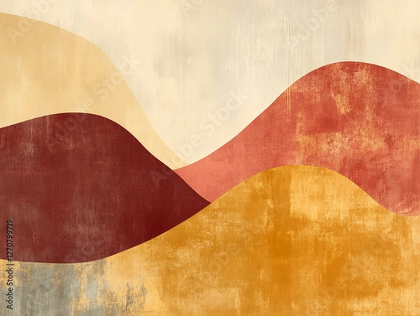 Fototapeta Minimalist background in deep orange, muted red and golden yellow creates a cozy and inviting atmosphere. Perfect for digital art, branding and wallpapers.