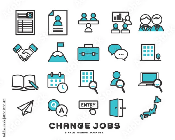 Obraz 転職や就活に関するベクターアイコンセット