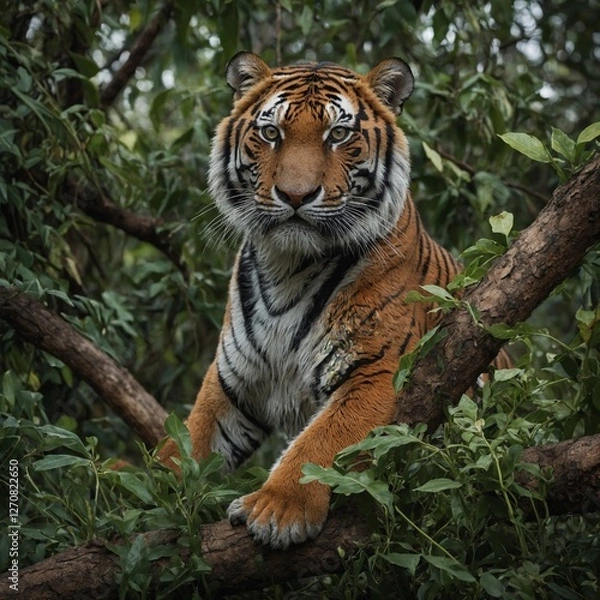 Fototapeta What if tigers could camouflage like chameleons?