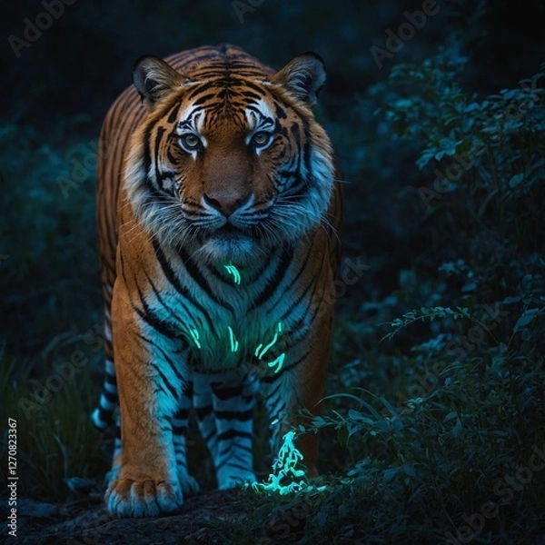 Fototapeta What if tigers could camouflage like chameleons?