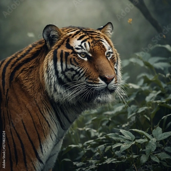 Fototapeta What if tigers could camouflage like chameleons?