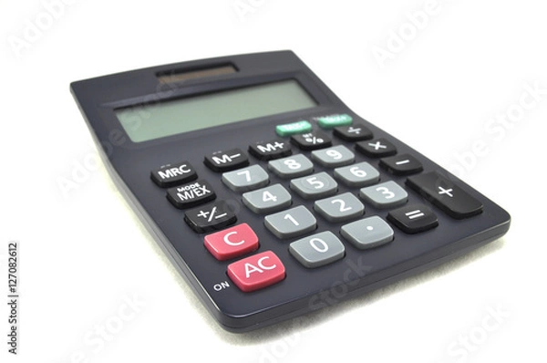 Fototapeta Калькулятор на белом фоне крупным планом