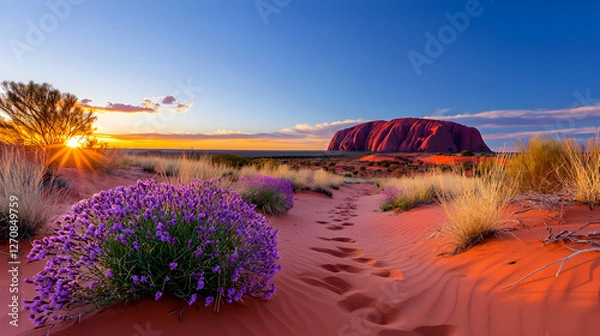 Fototapeta Dramatic Sunset Over Uluru In Australia