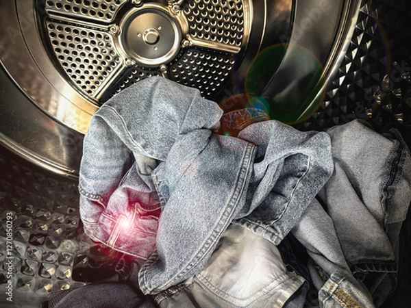 Fototapeta Cloth was put in to washing machine bucket,prepare for clean,