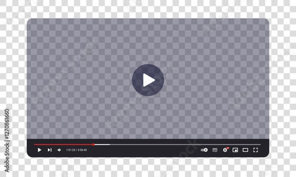 Obraz Video player vector - Transparent tube channel or online movie software frame with play bar buttons and timeline