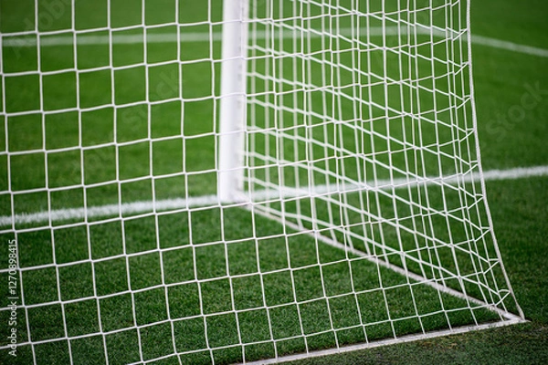 Fototapeta Soccer football net background. Football stadium.
