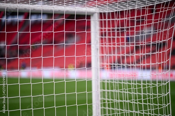 Fototapeta Soccer football net background. Football stadium.