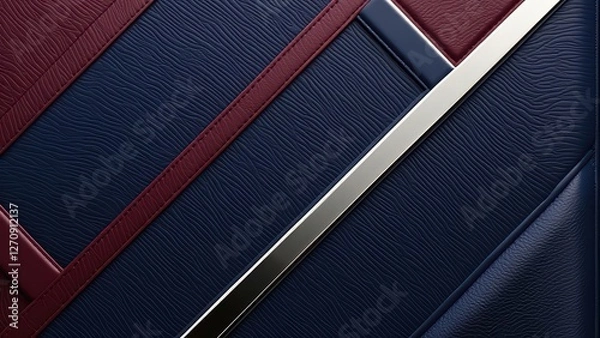 Obraz an abstract geometric pattern composed of navy blue, burgundy, and silver accents. The image showcases a modern, sophisticated design
