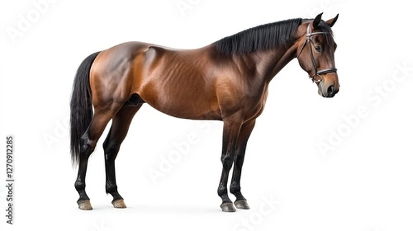 Fototapeta Bay horse in a clean, minimalist composition, symbolizing elegance and simplicity.
