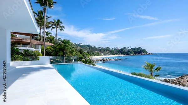 Fototapeta Modern Infinity Pool With Ocean View