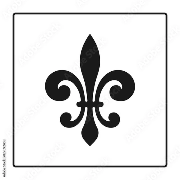 Fototapeta Fleur de lis symbol, silhouette - heraldic symbol. Vector Illustration. Medieval sign. Glowing french fleur de lis royal lily. Elegant decoration symbol. Heraldic icon for design, logo or decoration.