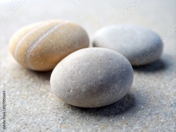 Fototapeta Smooth River Pebbles Macro Photography - Natural Stone Texture Background