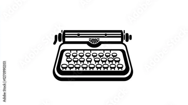 Fototapeta Vintage typewriter writing, office, simple background, retro design