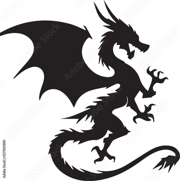 Fototapeta  Dragon silhouette vector EPS 