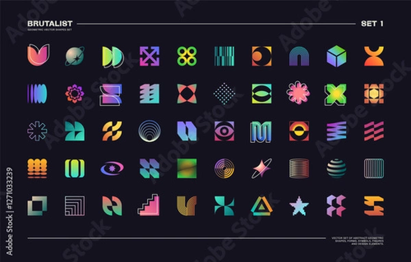 Obraz BRUTALIST GEOMETRIC VECTOR SHAPES Set 1