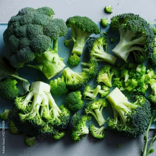 Obraz Broccoli Platter: Whole, Halved, Florets & Chopped