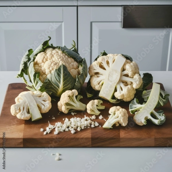 Obraz Fresh Cauliflower: Whole, Halved & Ready to Cook