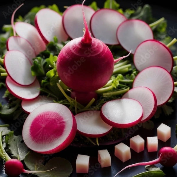 Obraz Radish Medley: Whole, Sliced & Close-Up