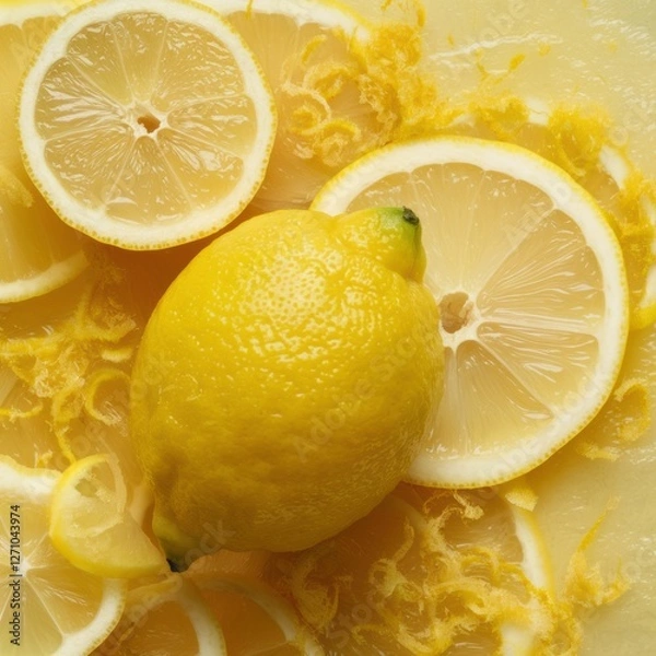 Obraz Lemon Display: Whole, Halved & Slices