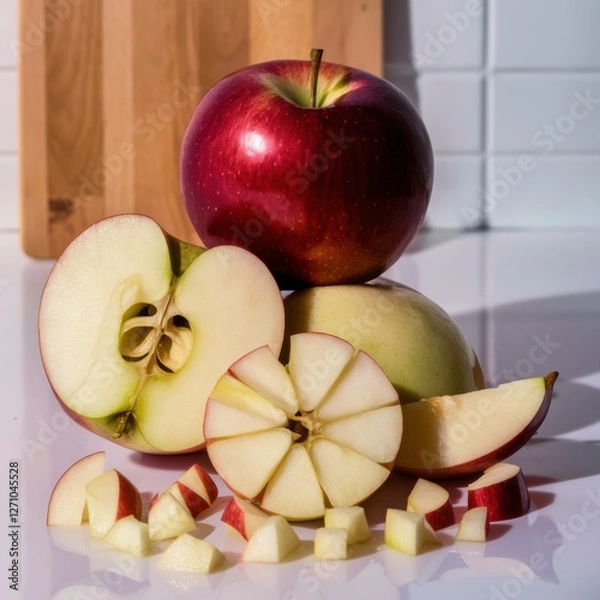 Obraz Red Apple Slices: Fresh & Juicy Close-Up