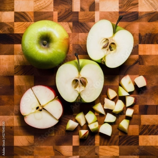 Obraz Fresh Apples: Whole, Halved & Close-Up