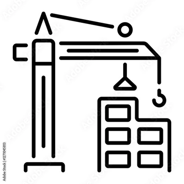 Fototapeta Construction crane icon in linear style 