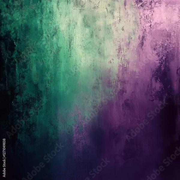 Fototapeta Green-Purple Gradient with a Grainy Texture, Generative AI