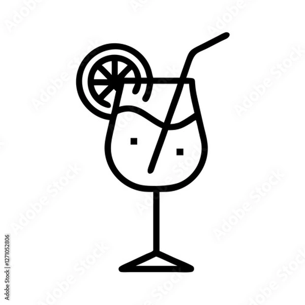 Fototapeta Aperol Spritz Icon in Minimalist Line Art Style